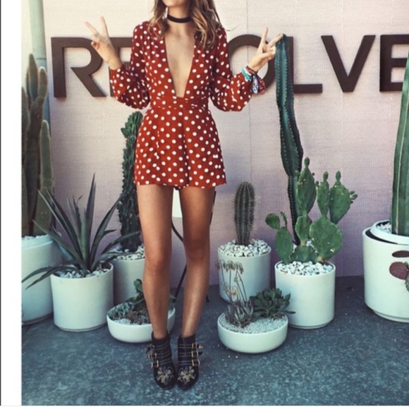 Privacy Please red and white polka dot romper - Picture 5 of 5